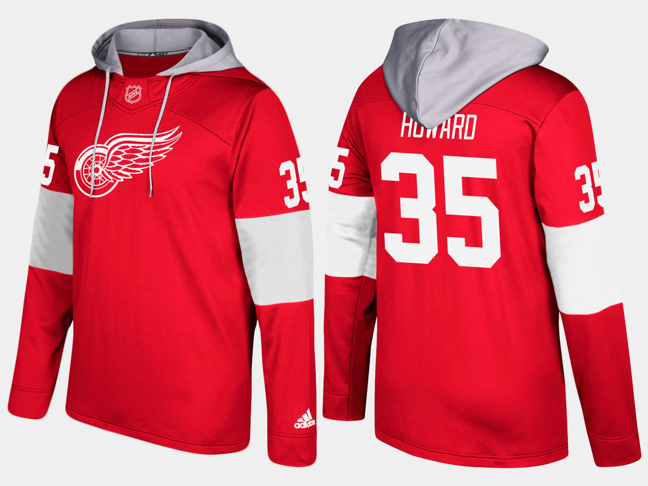 NHL Men Detroit red wings #35 jimmy howard red hoodie